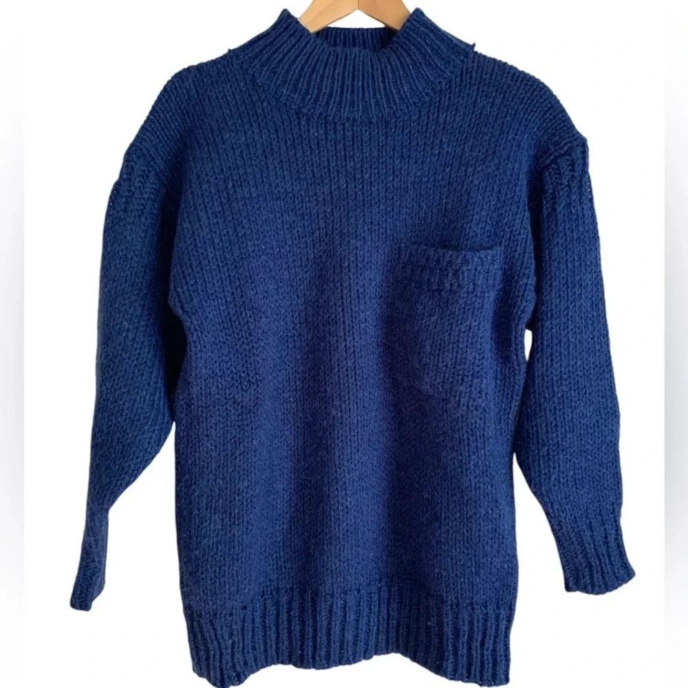 Forenza Authentic Sportswear Wool Blend Balloon Sleeve Sweater size Small Blue